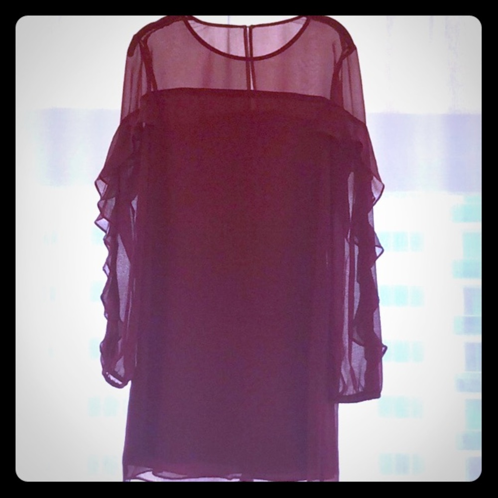 NEW- Burgundy long sleeved sheer top dress